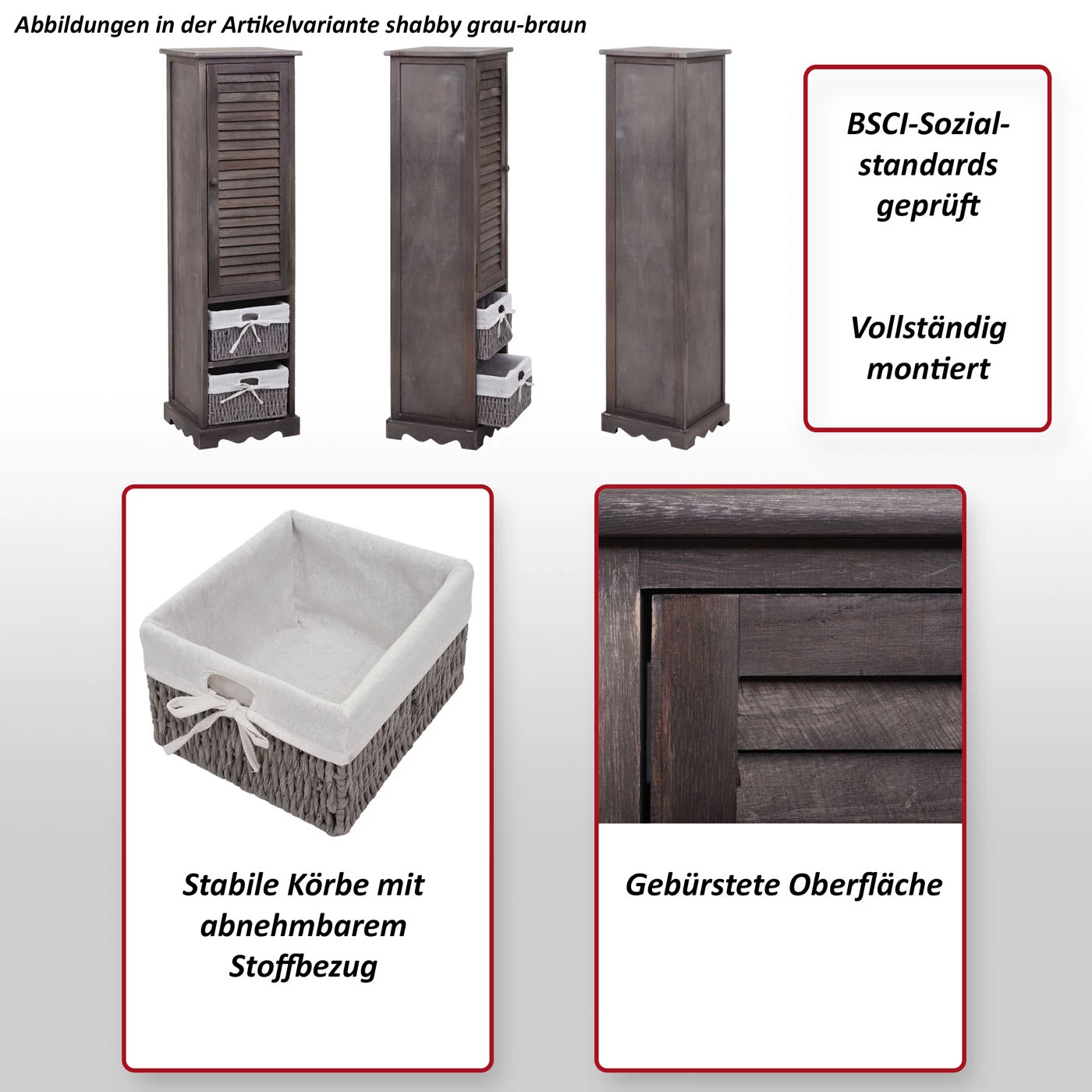 Badezimmerkommode H20, Shabby Weiß – Bild 2