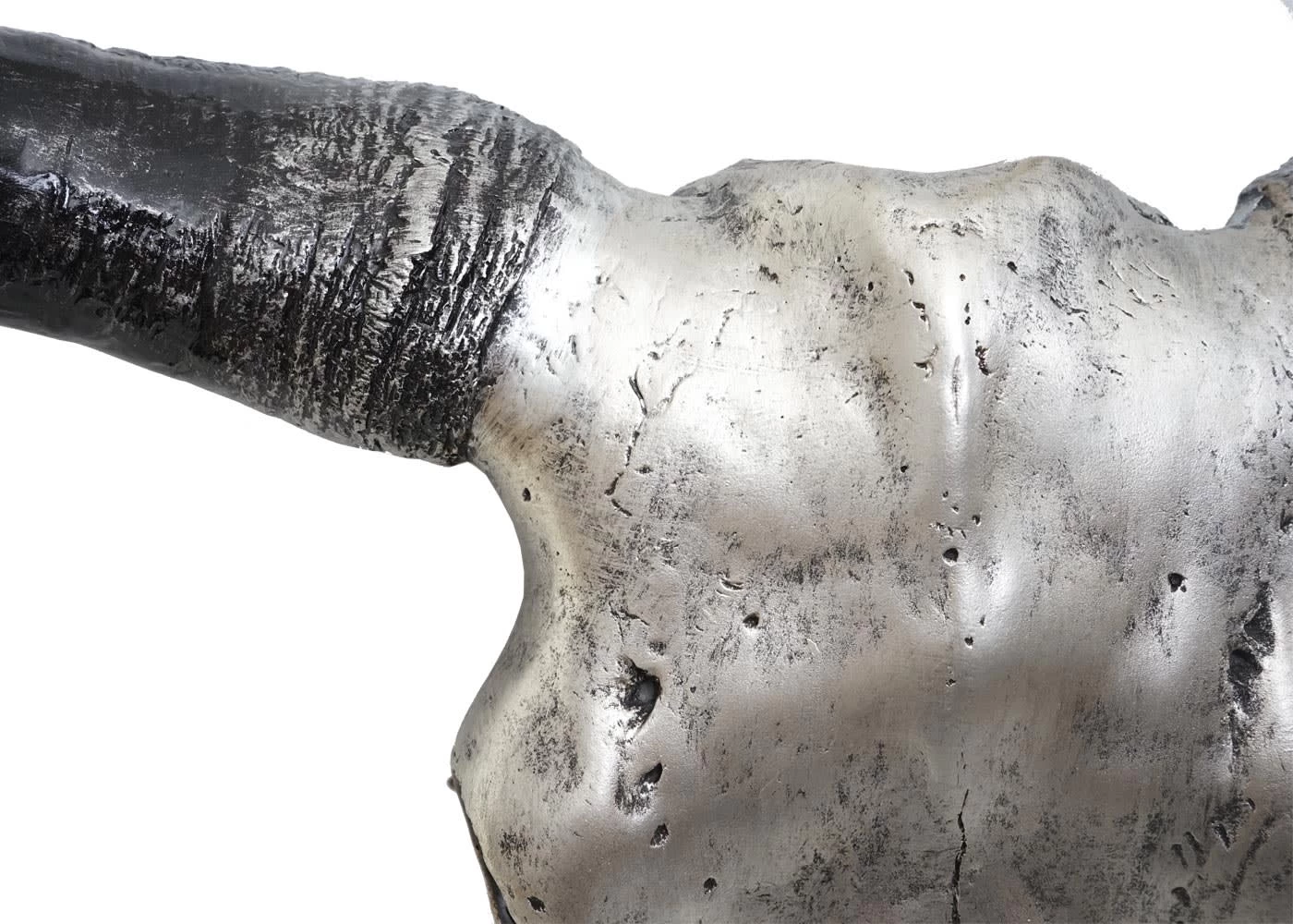 Deko Schädel T454 Stier, Silberfarben – Bild 4