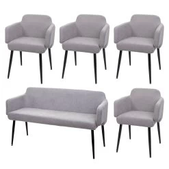Esszimmer-Set L13 4er-Set Stuhl+Sitzbank, Grau