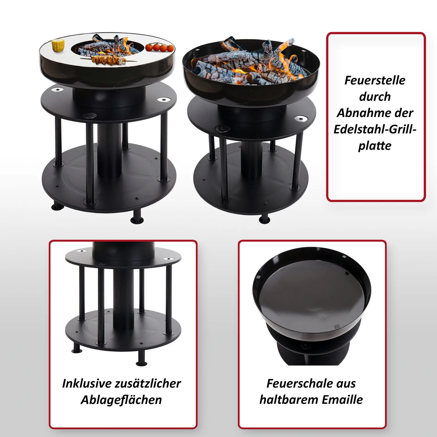 Feuerschale Mit Grill K95, Standard – Bild 2