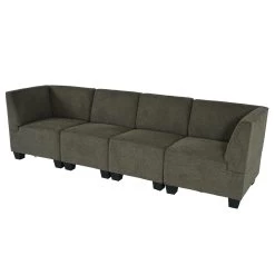 Modular 4-Sitzer Sofa Moncalieri, Braun, Hohe Armlehnen