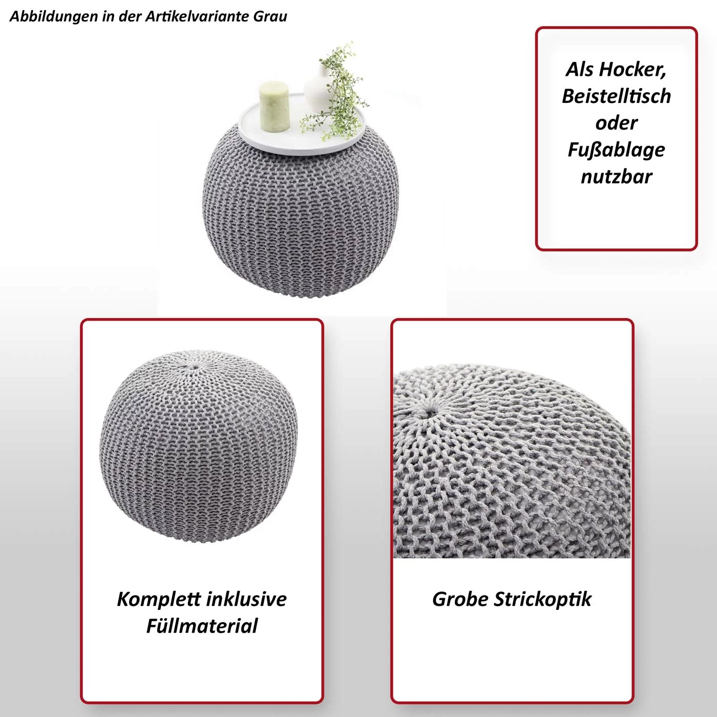 Strickhocker E16, Beige – Bild 2