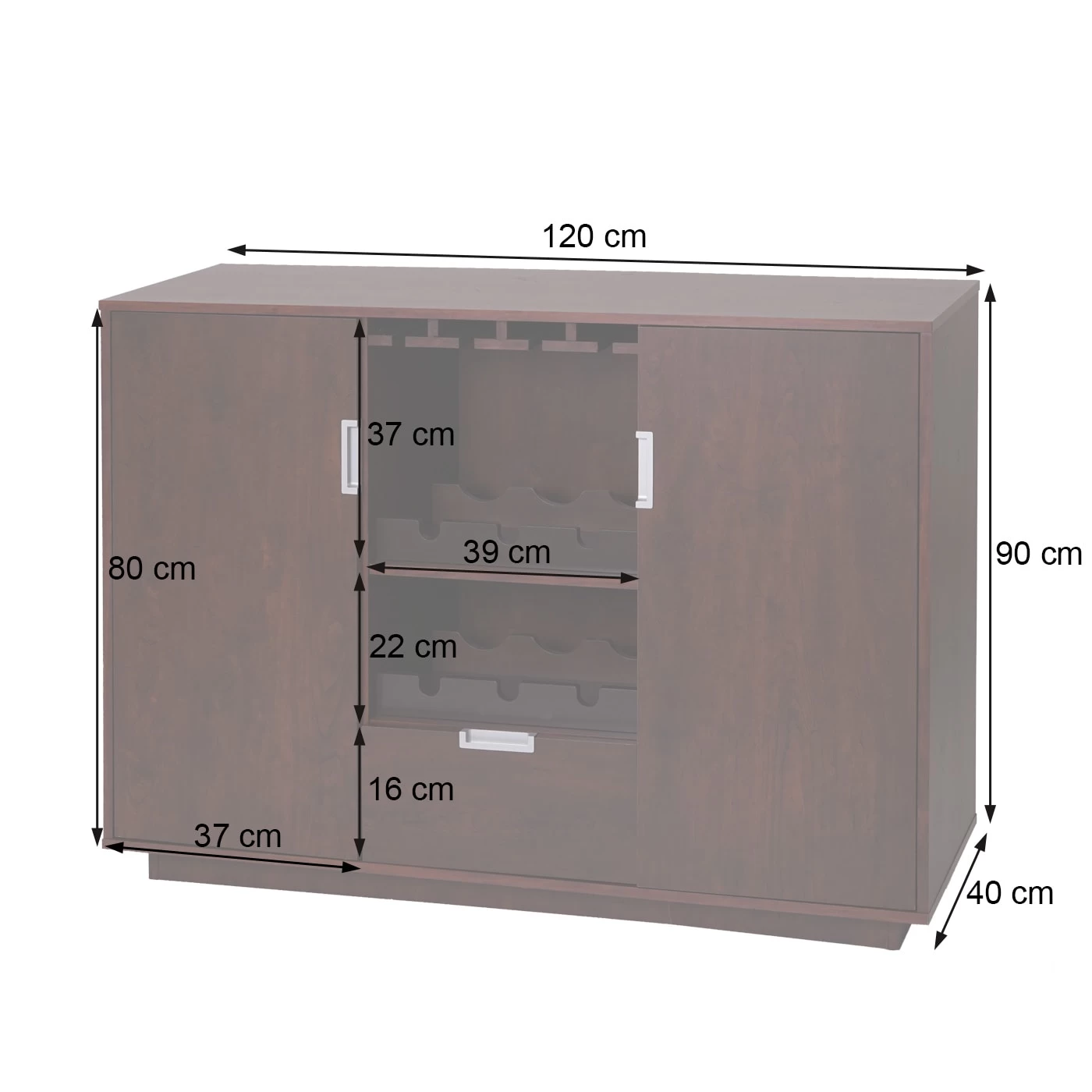 Weinschrank F64, Walnuss-braun – Bild 2