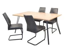 Tischgruppe- 5teilig Cora In Schwarz/Tischplatte Artisan-Eiche-Nachbildung