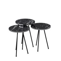 Beistelltisch 3er Set Marmoroptik Schwarz 21816184