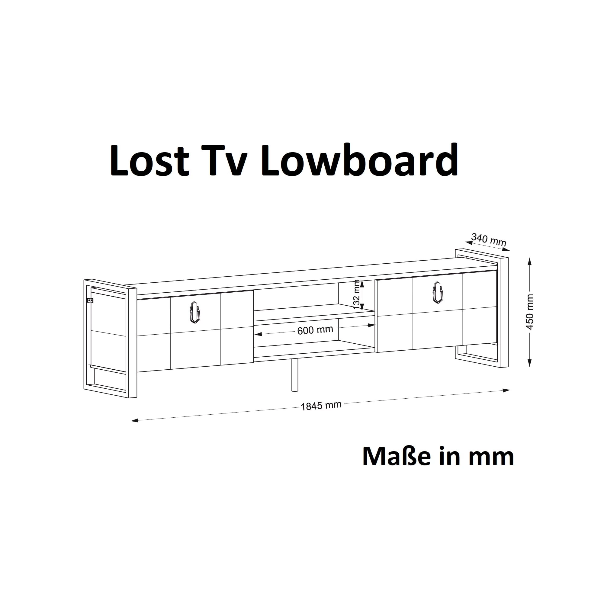 TV Lowboard Lost Mit Metallfüße Walnuss – Bild 7