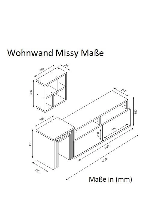 Wohnwand Missy Weiß Walnuss – Bild 6