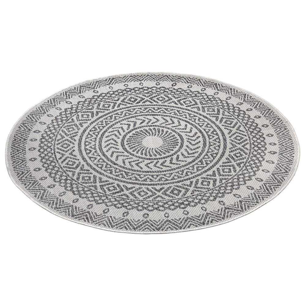 In- & Outdoor Teppich Giro Anthrazit Creme, 160 Cm Rund – Bild 2