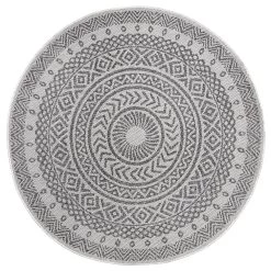 In- & Outdoor Teppich Giro Anthrazit Creme, 160 Cm Rund