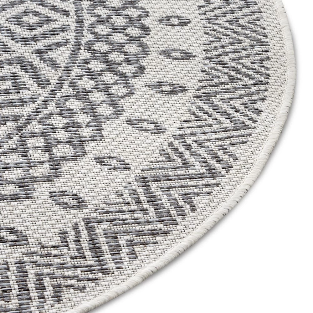 In- & Outdoor Teppich Giro Anthrazit Creme, 160 Cm Rund – Bild 6