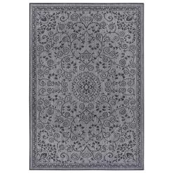 In- & Outdoor Wendeteppich Leyte Schwarz Silber