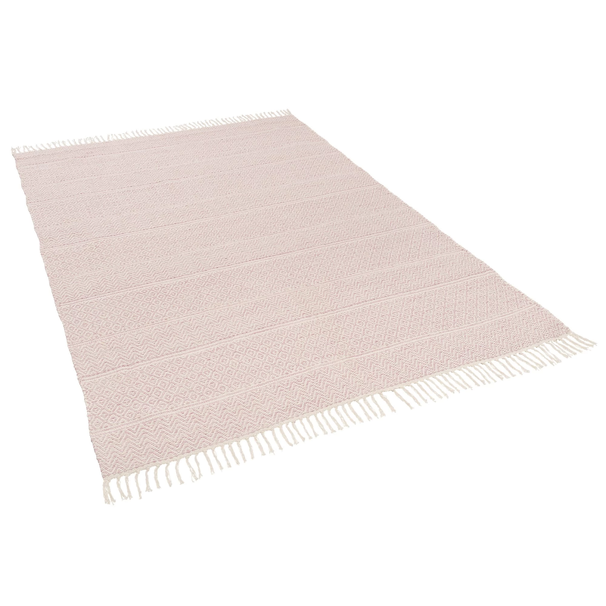 Baumwolle Natur Kelim Teppich Sandy Stripes In Rosa – Bild 2