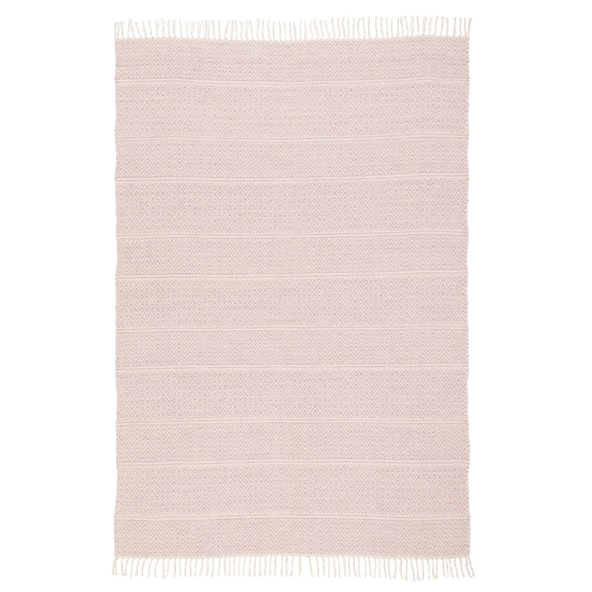 Baumwolle Natur Kelim Teppich Sandy Stripes In Rosa