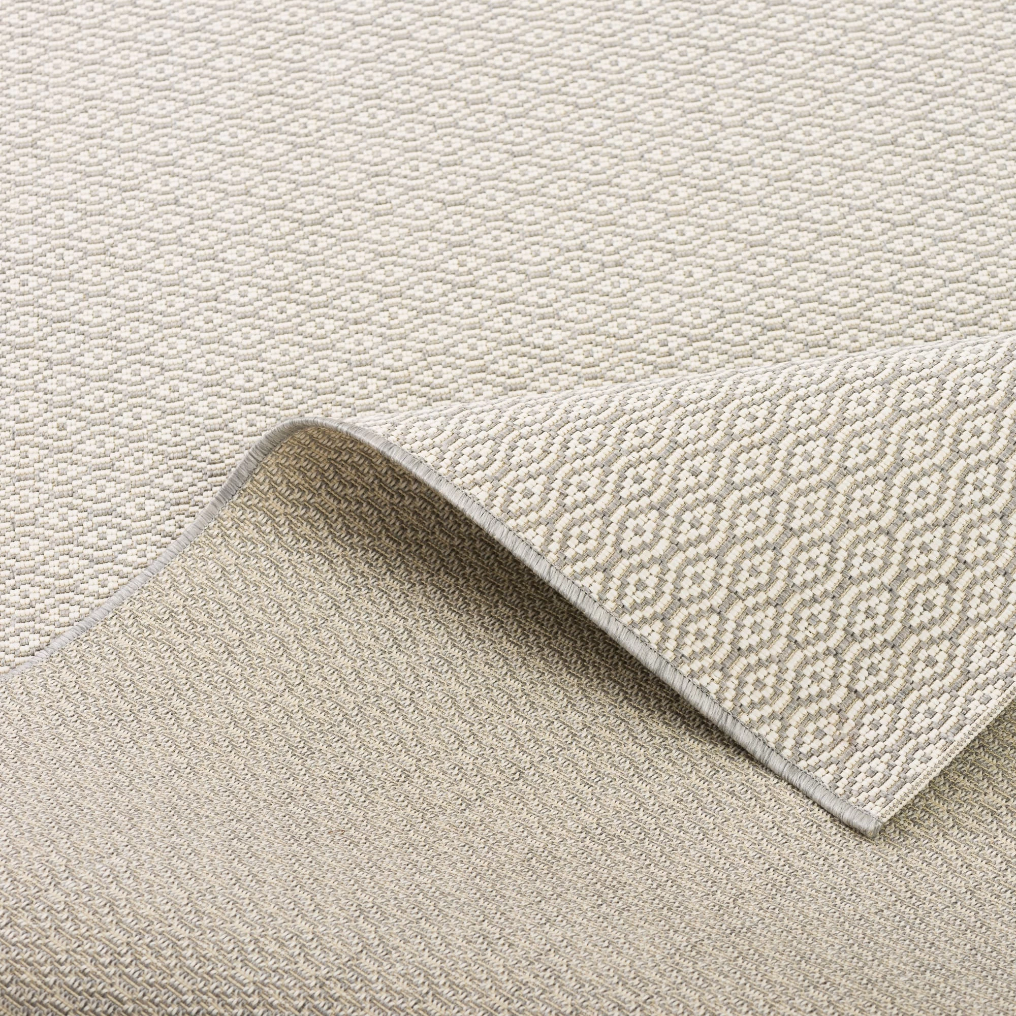 In- Und Outdoor Teppich Flachgewebe Carpetto In Silber Creme – Bild 4