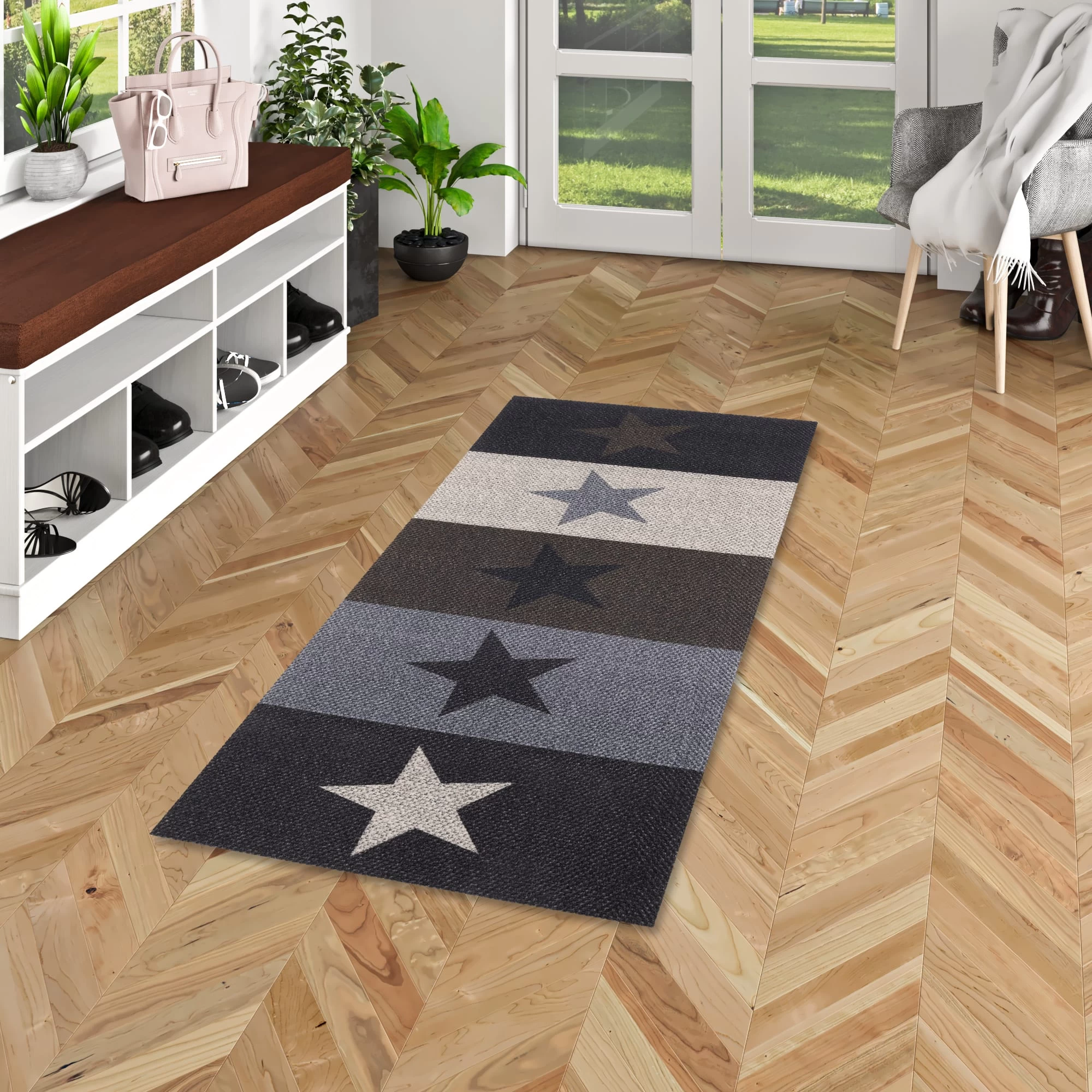 Küchenläufer Teppich Trendy Modern Stars In Antraciet – Bild 6