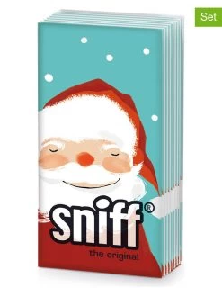 6er-Set: Taschentücher "Hey Santa" In Türkis/ Rot - 6x 10 Stück