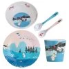 5tlg. Geschirrset "Moomin" In Türkis/ Rosa/ Weiß