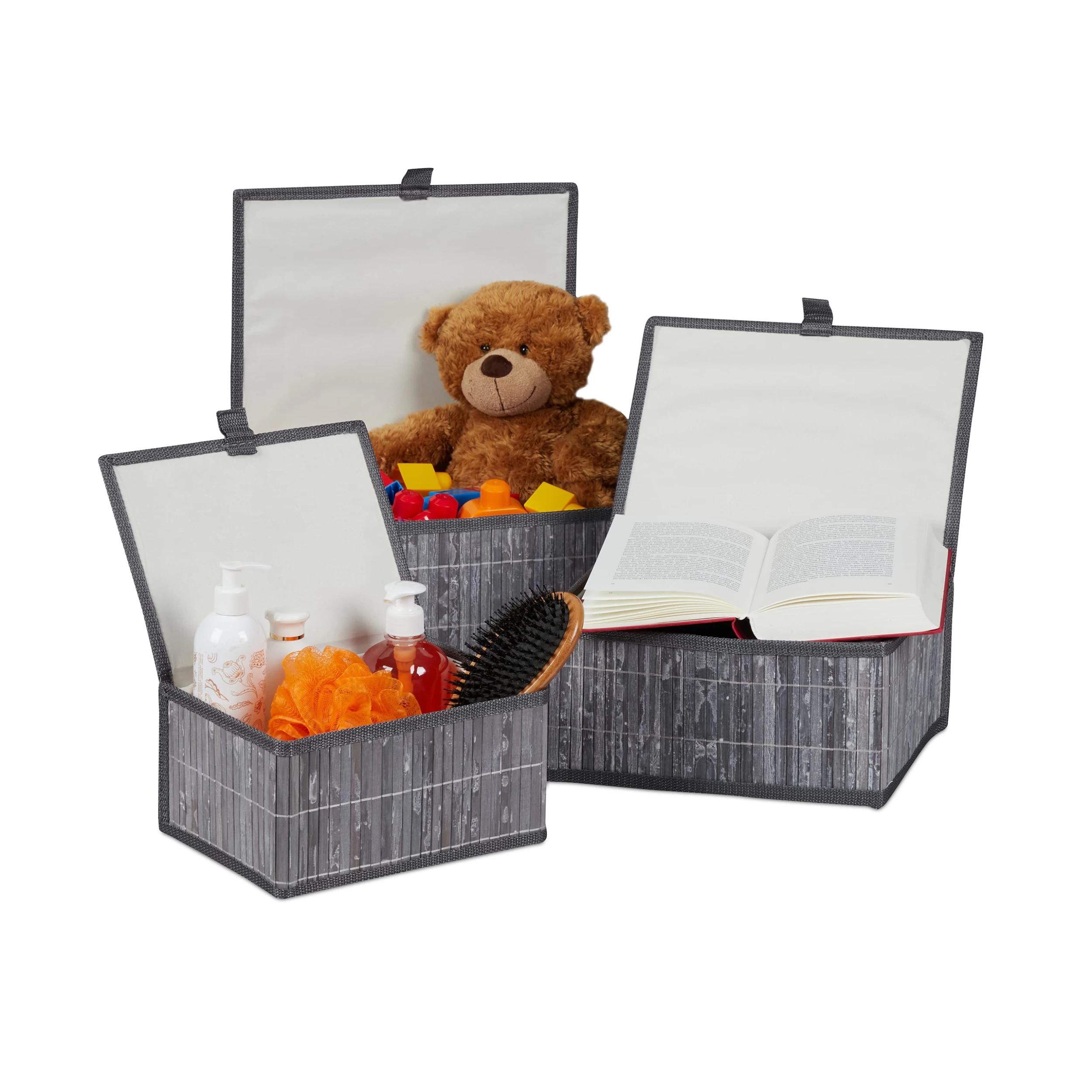 3-tlg. Aufbewahrungskorb Set In Grau – Bild 8