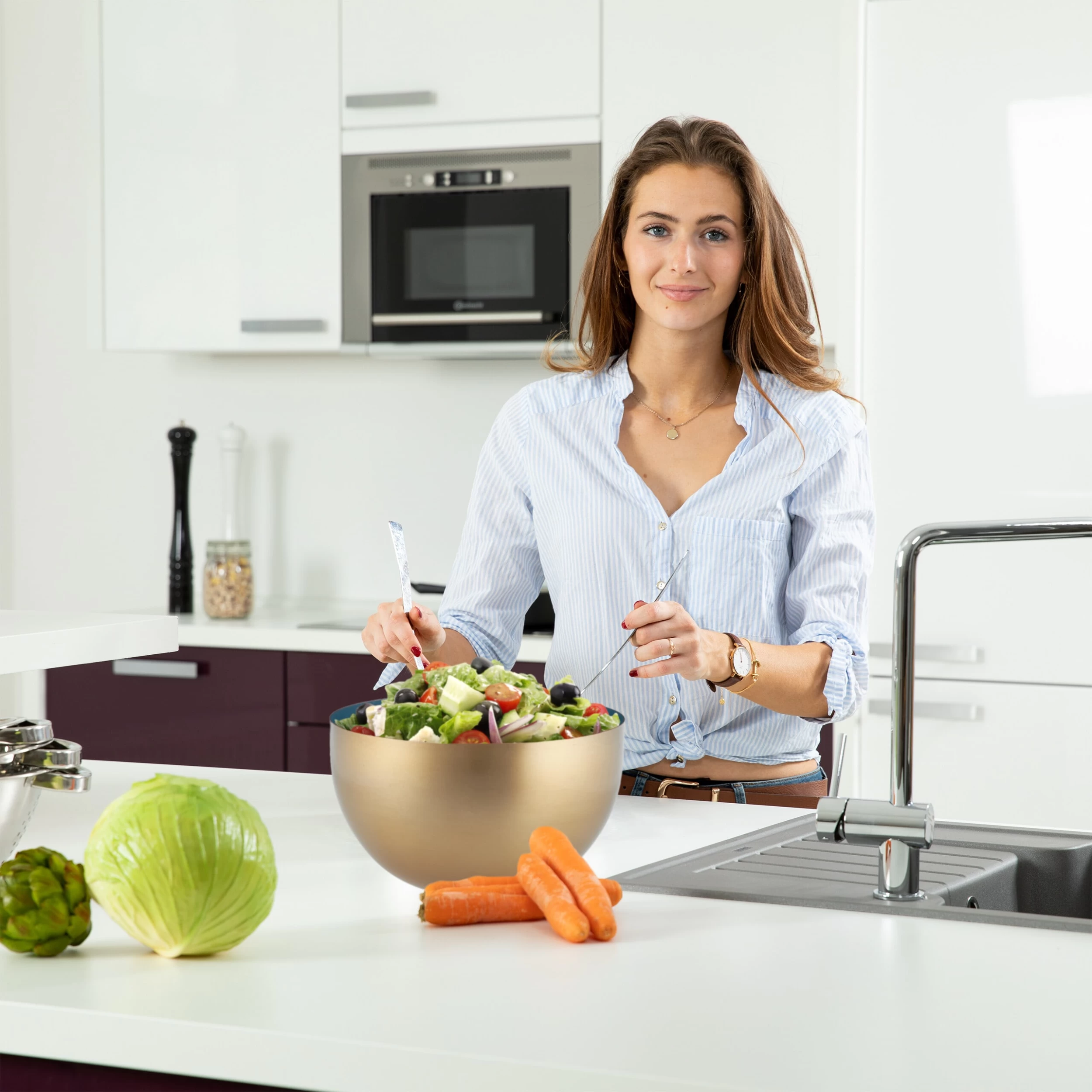 3 X Salatschüssel In Rot/ Gold - Ø 20 Cm – Bild 3