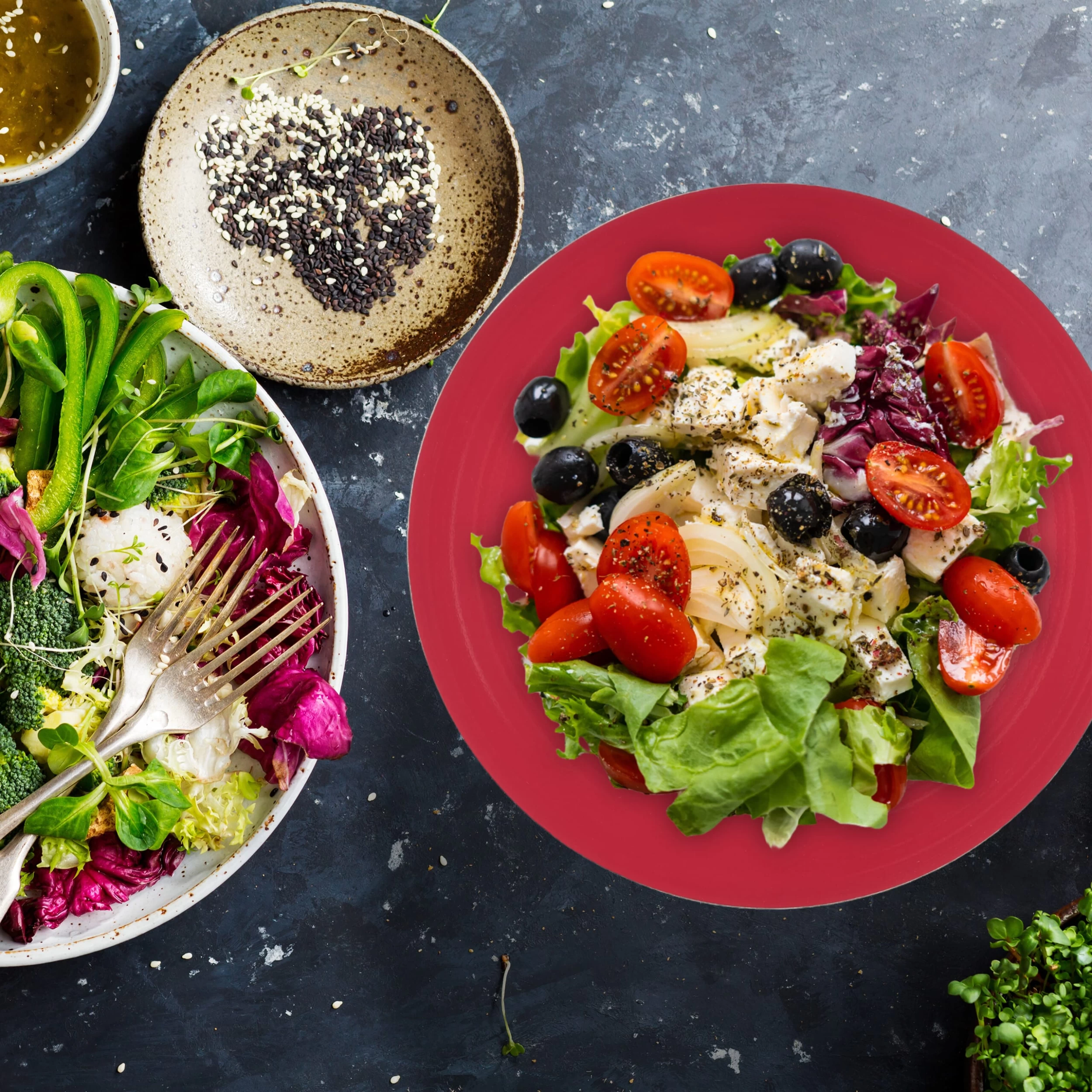 3 X Salatschüssel In Rot/ Gold - Ø 20 Cm – Bild 5