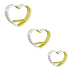 3x Wandregal Herz In Weiß/Gelb