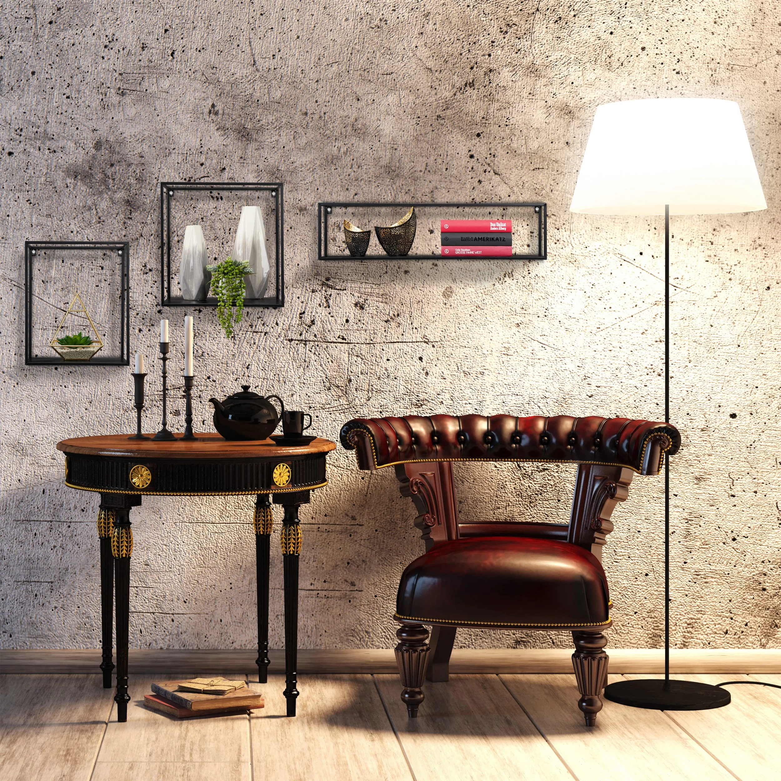 3x Wandregal In Schwarz - Verschiedene Größen – Bild 2