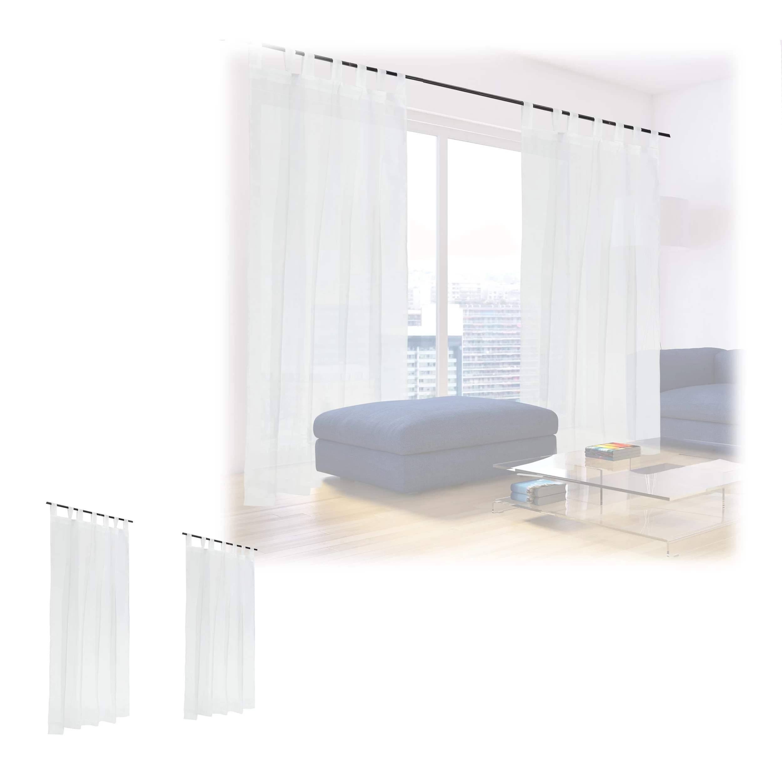 4 X Gardine In Weiß - (B)140 X (H)245 Cm – Bild 8