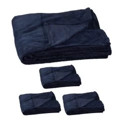 4x Kuscheldecke In Dunkelblau - (B)200 X (T)220 Cm
