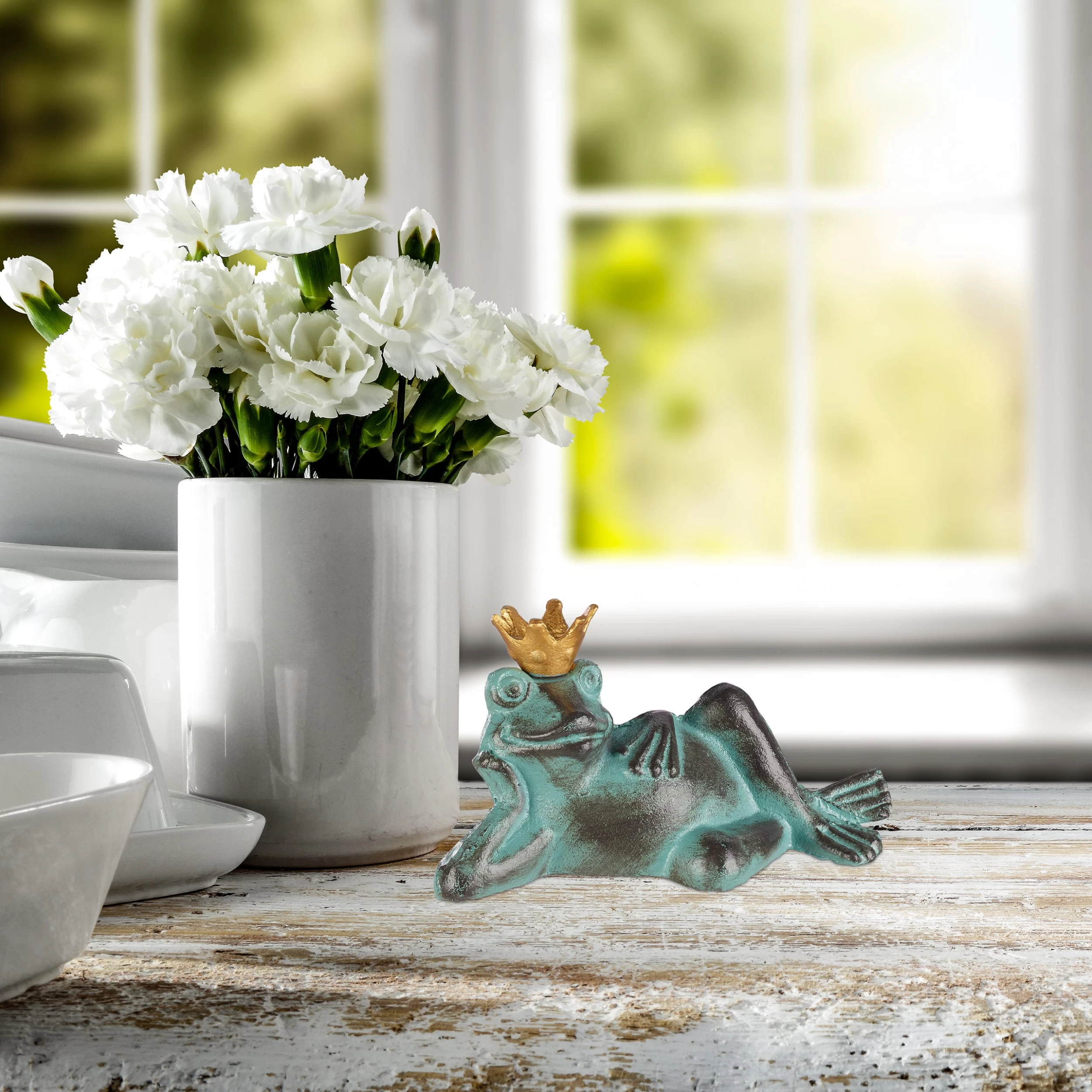 5 X Gartenfigur Froschkönig In Grün - Größe M – Bild 5