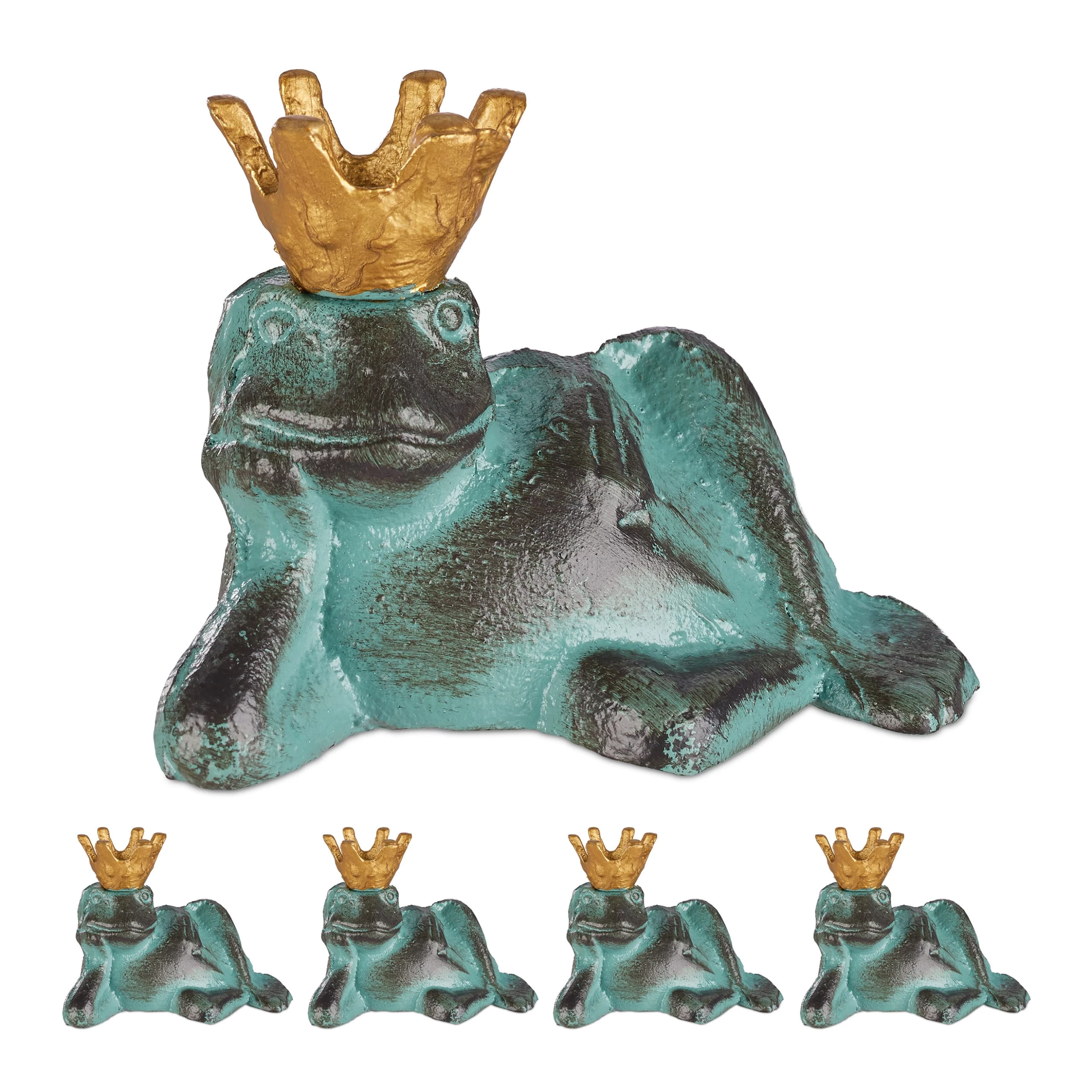 5 X Gartenfigur Froschkönig In Grün - Größe M – Bild 8