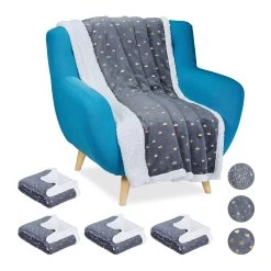 5x Kuscheldecke In Grau/ Weiß - (B)150 X (T)200 Cm