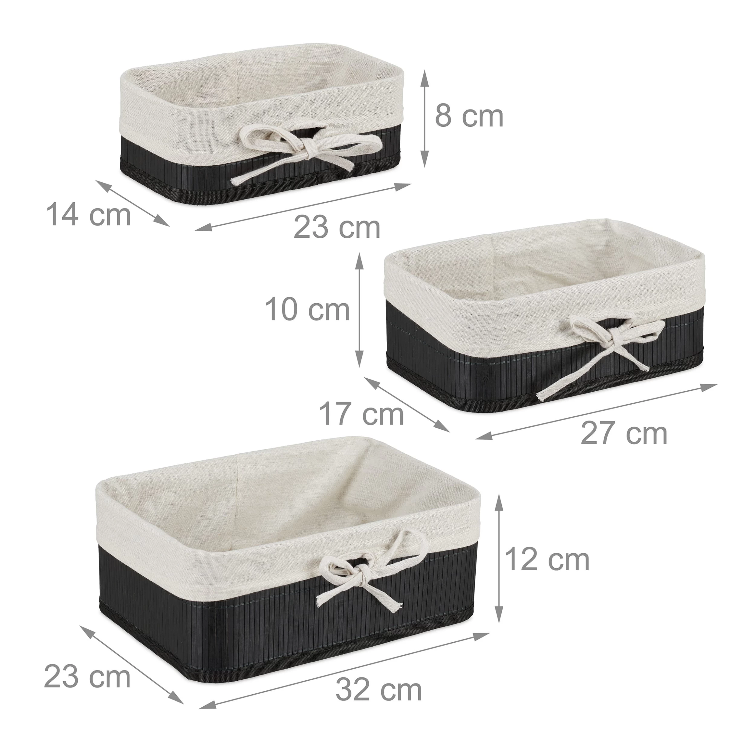 6 Tlg. Aufbewahrungskorb Set In Schwarz/ Creme – Bild 4