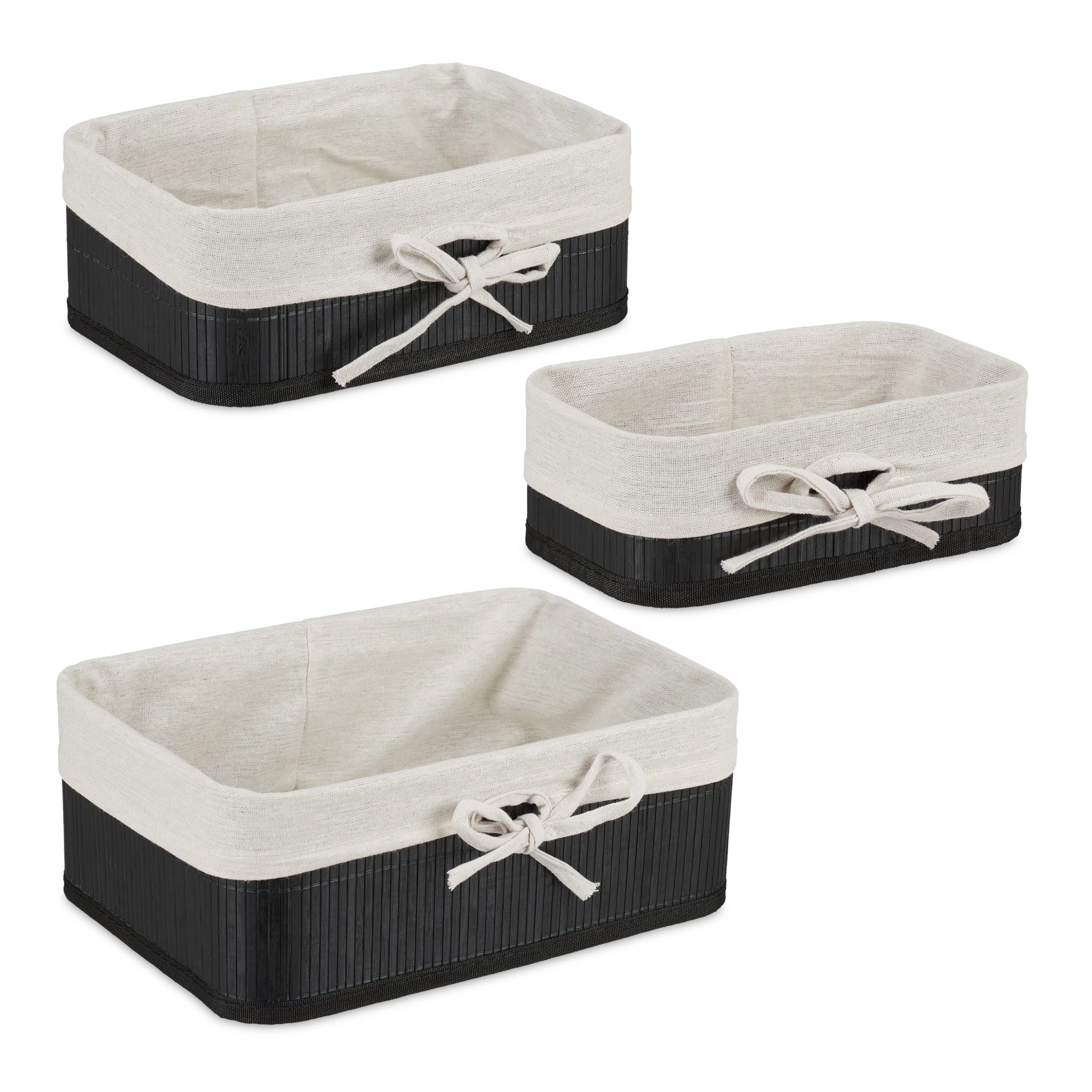 6 Tlg. Aufbewahrungskorb Set In Schwarz/ Creme