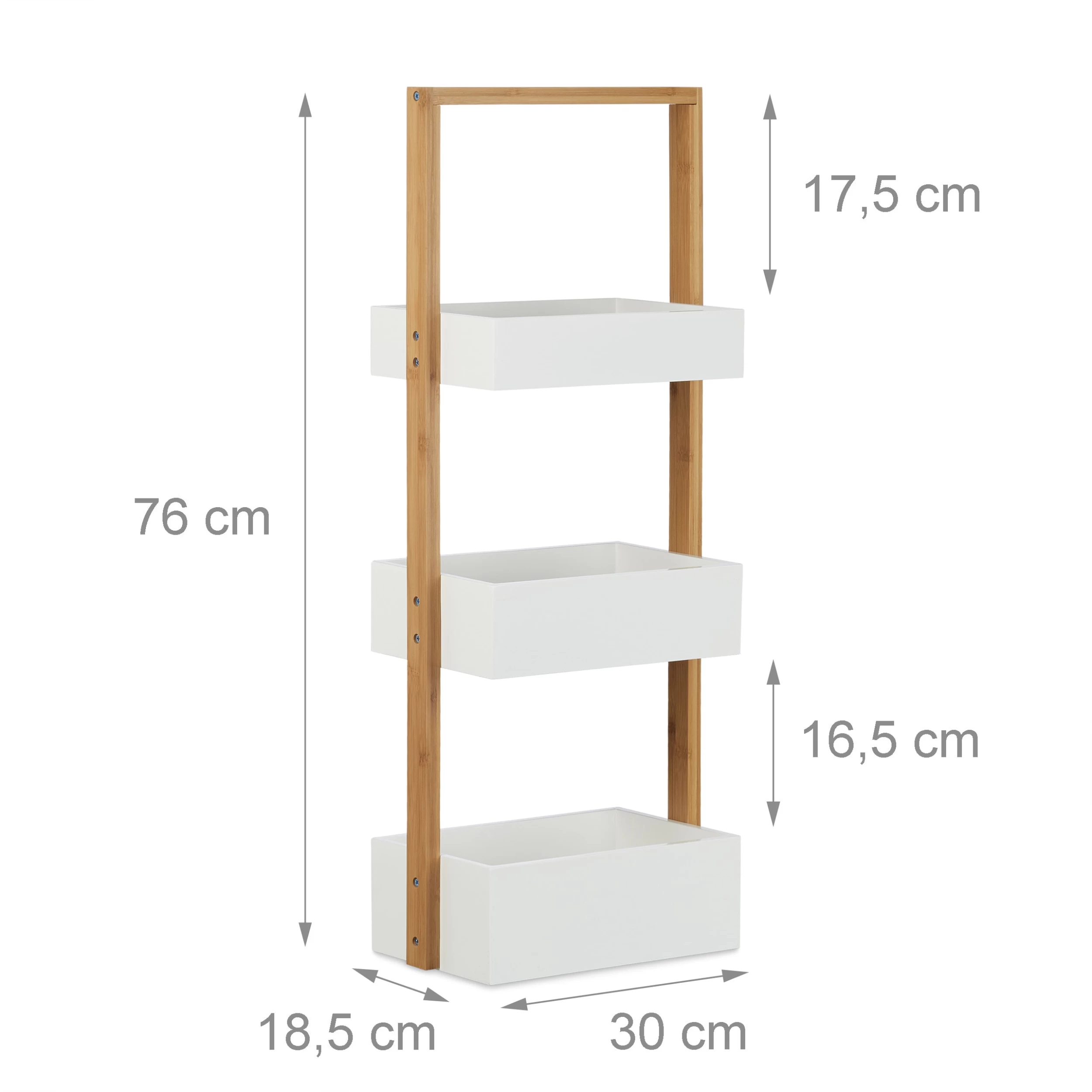 Badregal In Weiß/Natur - (B)30 X (H)76 X (T)18,5 Cm – Bild 2
