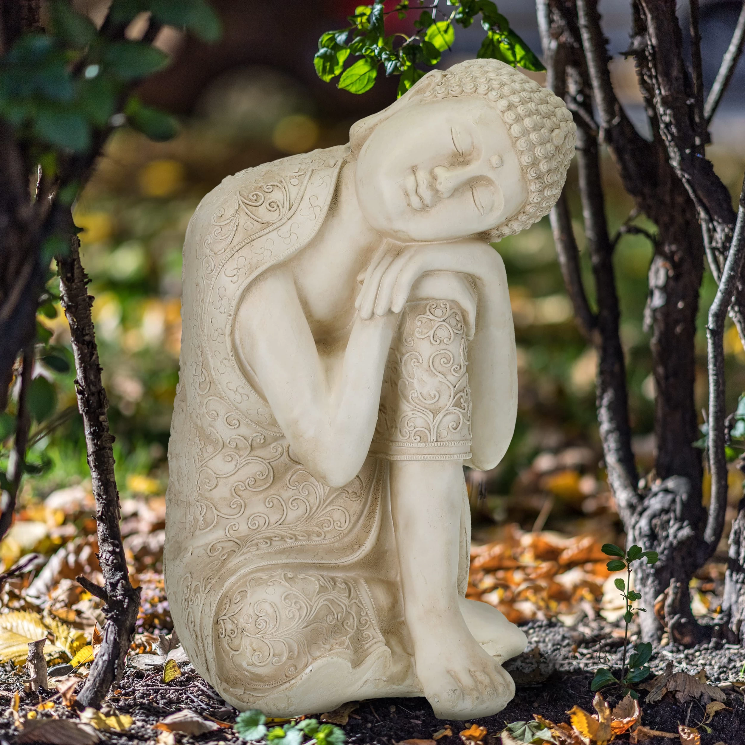 Buddha-Figur In Cremeweiß - (B)40,5 X (H)61 X (T)38 Cm – Bild 2