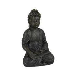 Buddha Figur In Dunkelgrau - (H)18 Cm