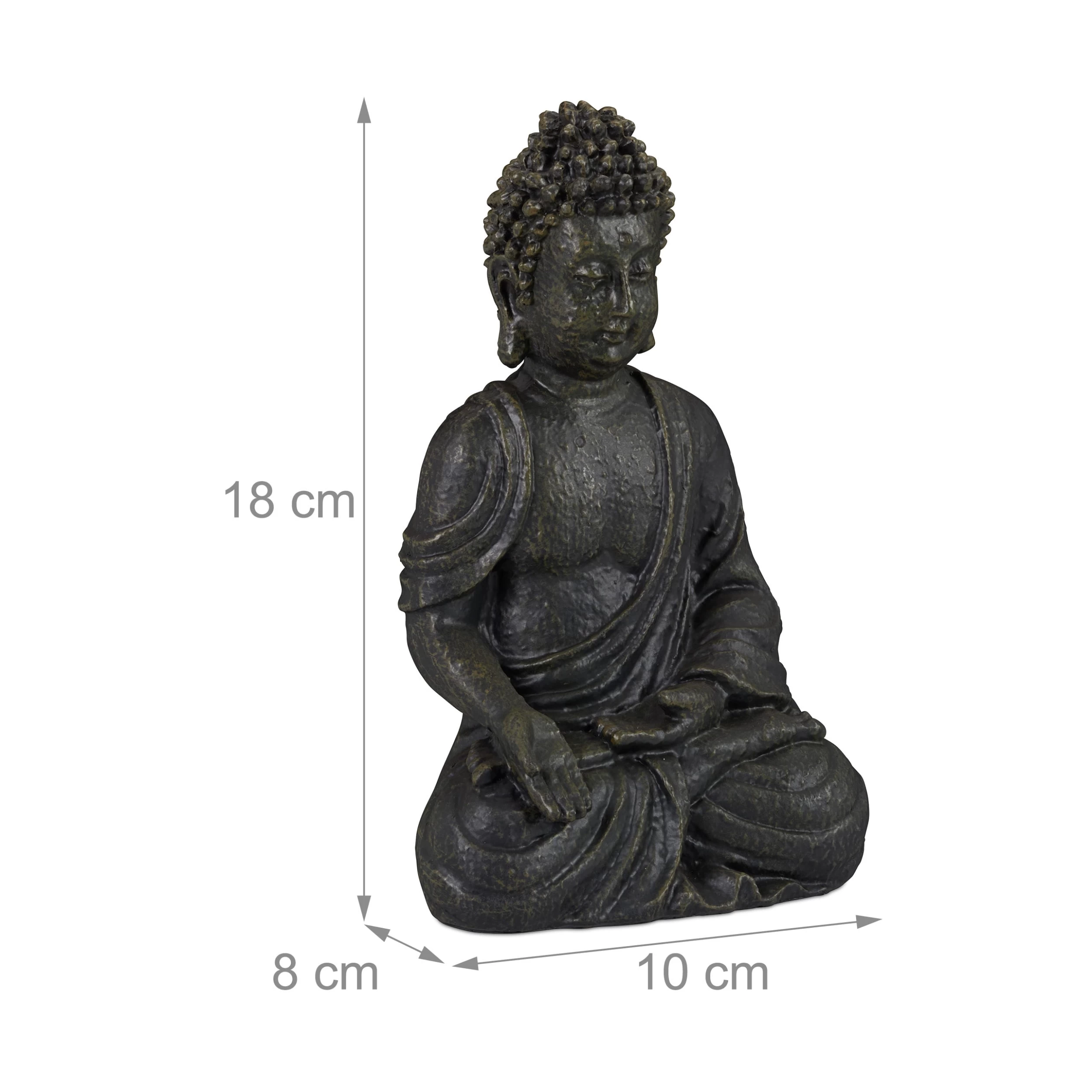 Buddha Figur In Dunkelgrau - (H)18 Cm – Bild 4