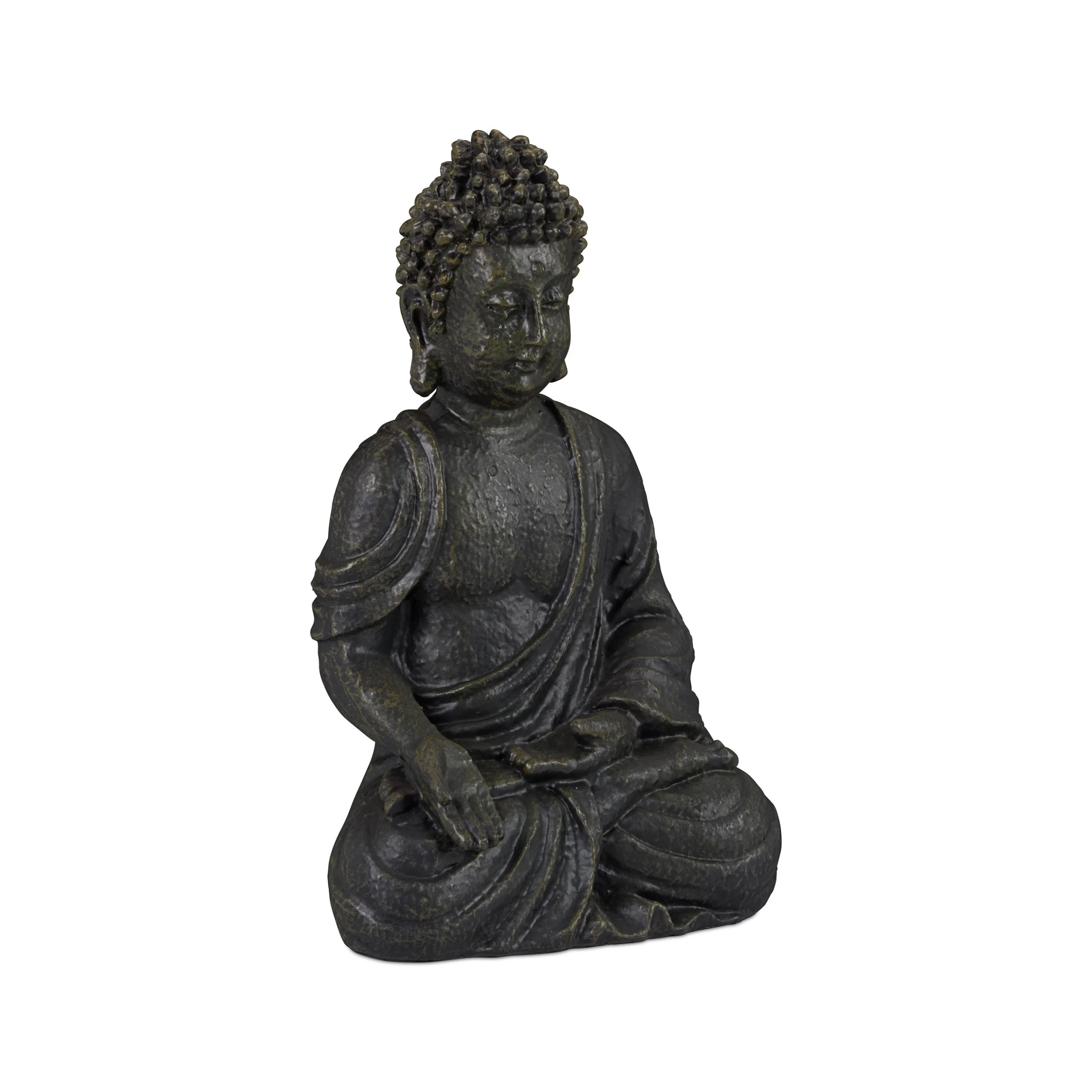 Buddha Figur In Dunkelgrau - (H)18 Cm
