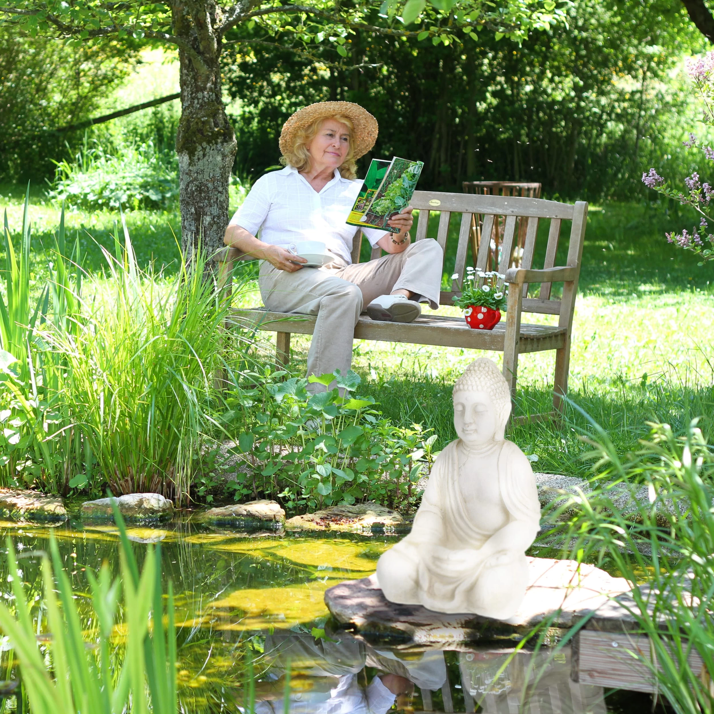 Buddhafigur In Creme - (B)33 X (H) 50 X (T)26 Cm – Bild 3