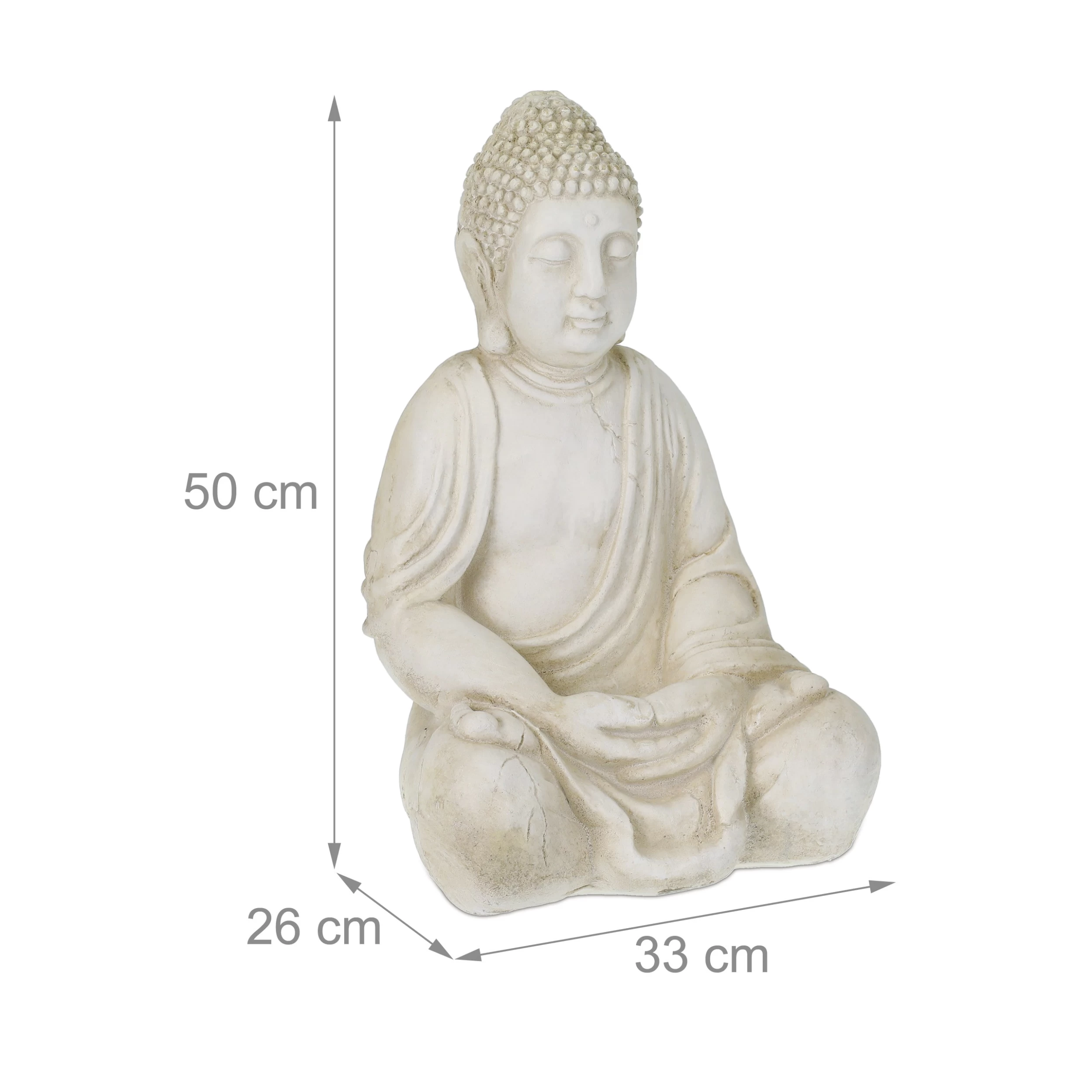 Buddhafigur In Creme - (B)33 X (H) 50 X (T)26 Cm – Bild 4