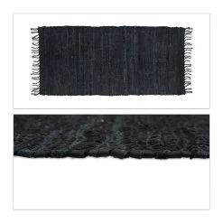 Flickenteppich In Schwarz - 70 X 140 Cm