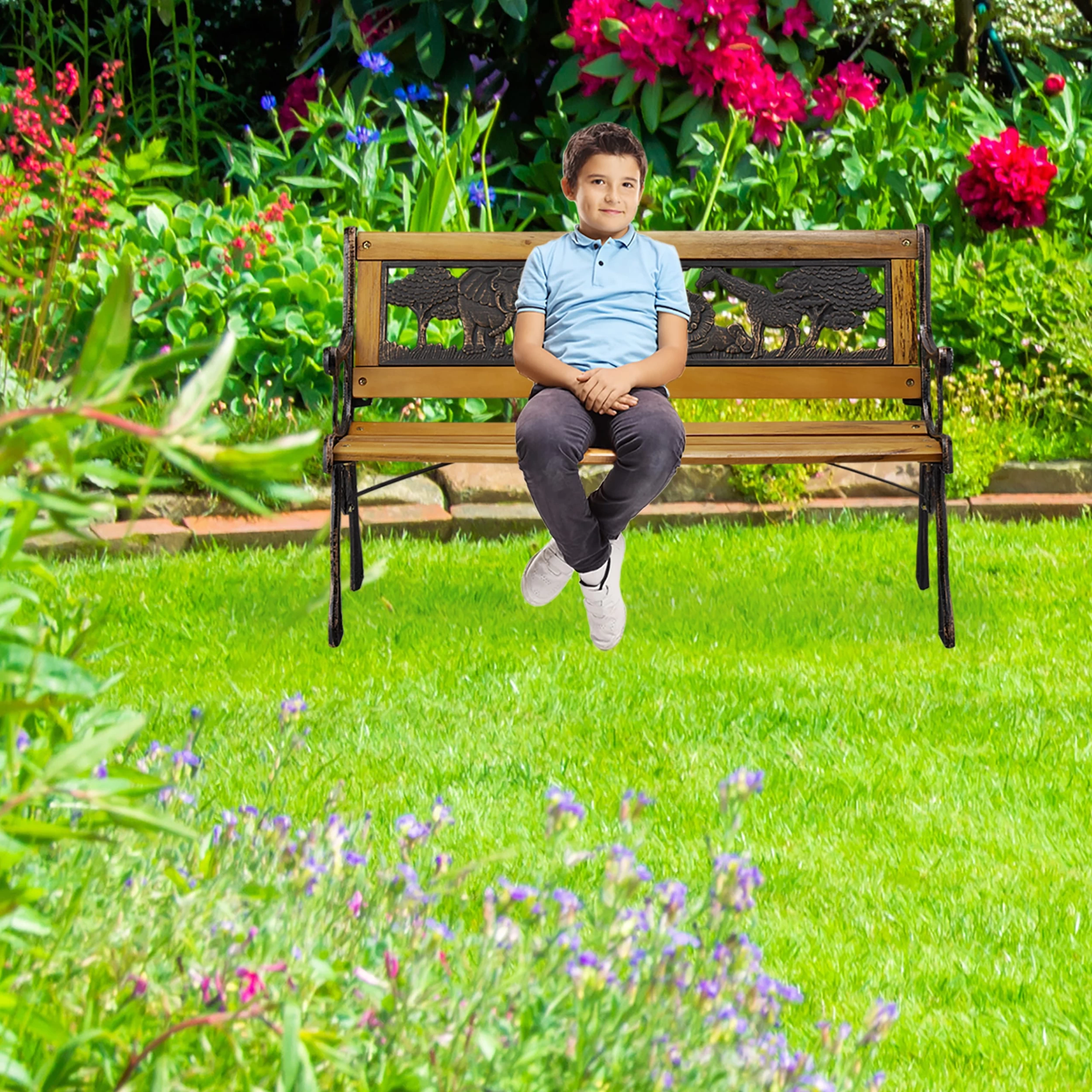 Gartenbank Kinder In Natur - (B)83 X (H)120 X (T)37 Cm – Bild 2