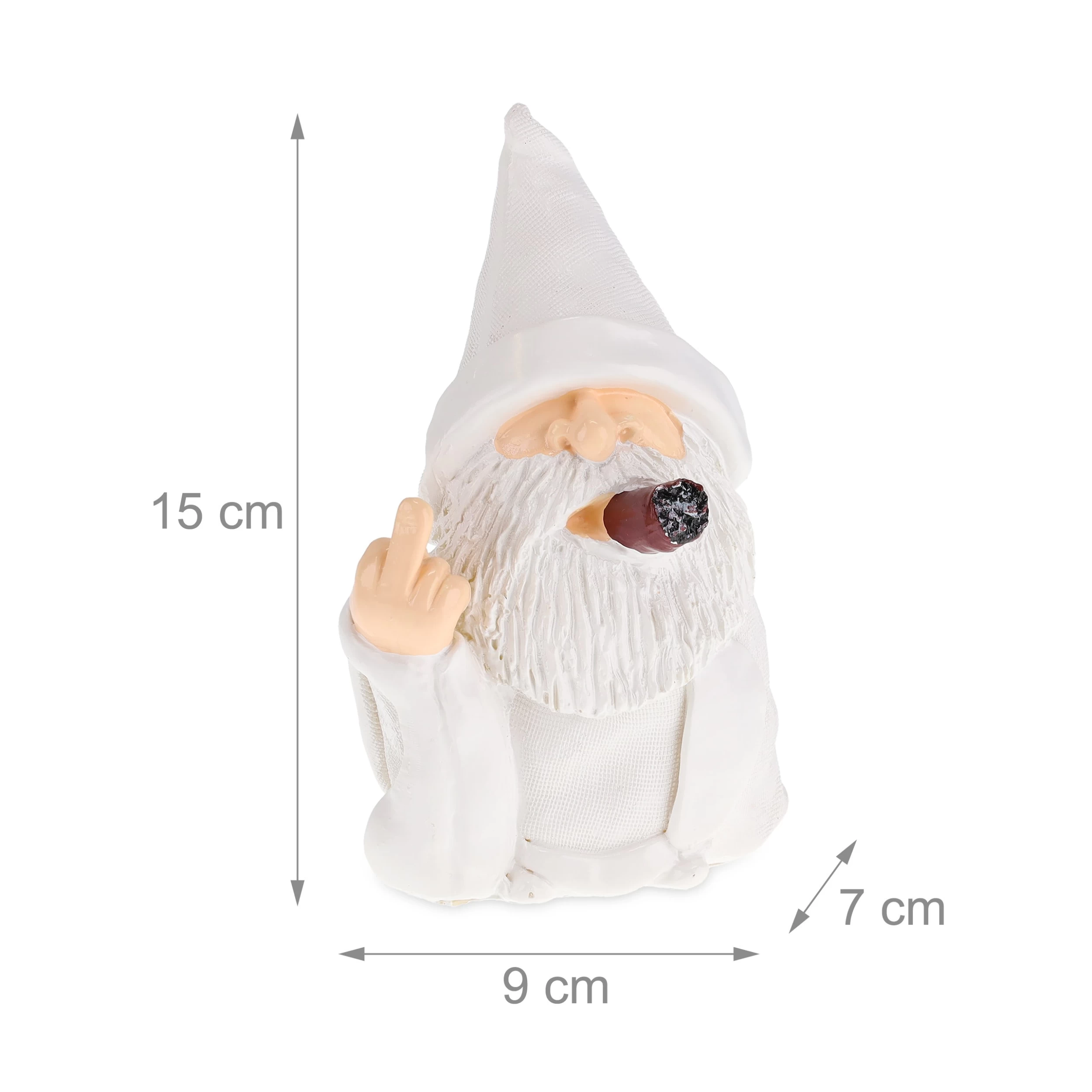 Gartenzwerg "Mittelfinger" In Weiß – Bild 4