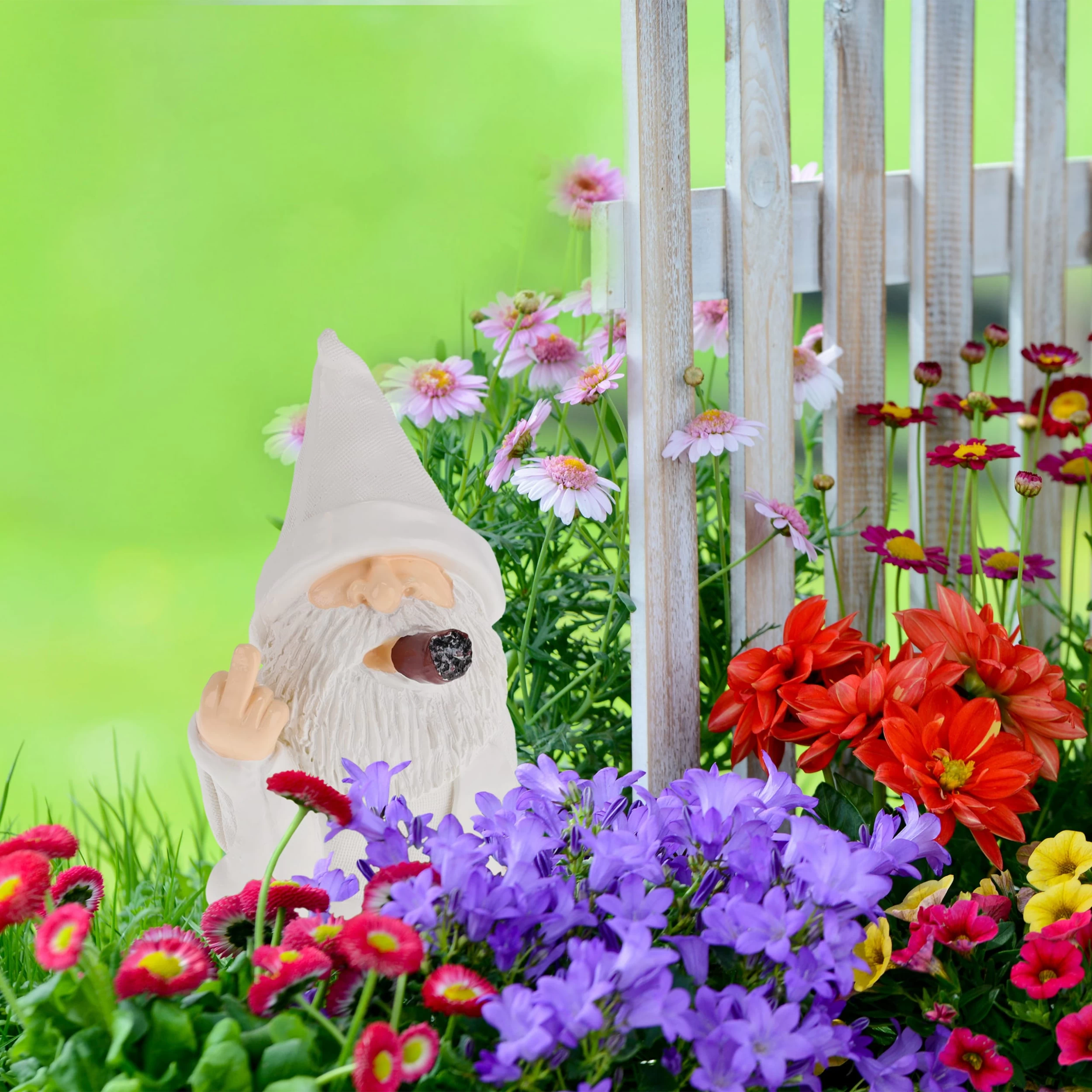 Gartenzwerg "Mittelfinger" In Weiß – Bild 5