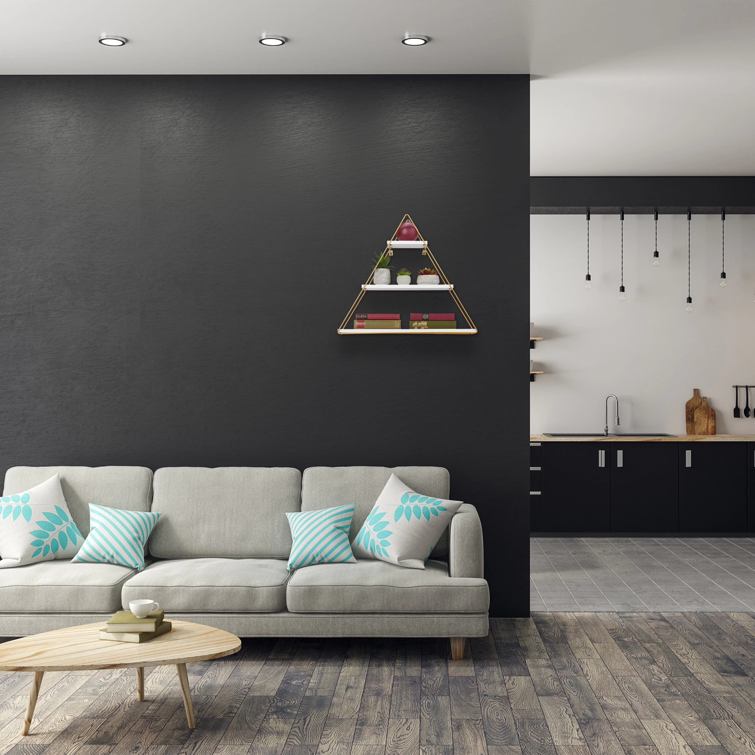 Hängeregal In Weiß/ Gold - (B)62 X (H)54 X (T)15 Cm – Bild 2