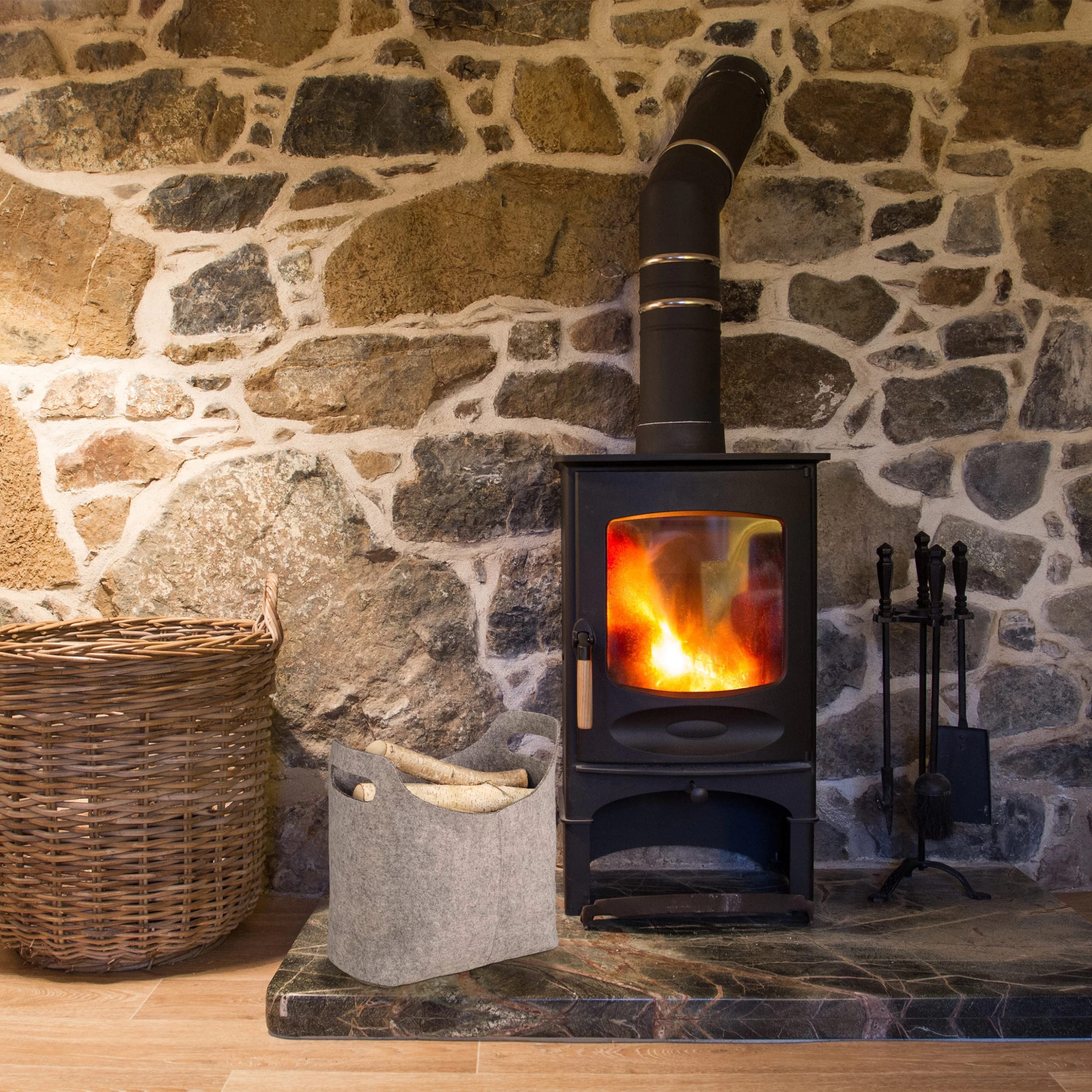 Kaminholztasche In Grau - (B)40 X (H)39,5 X (T)23 Cm – Bild 2