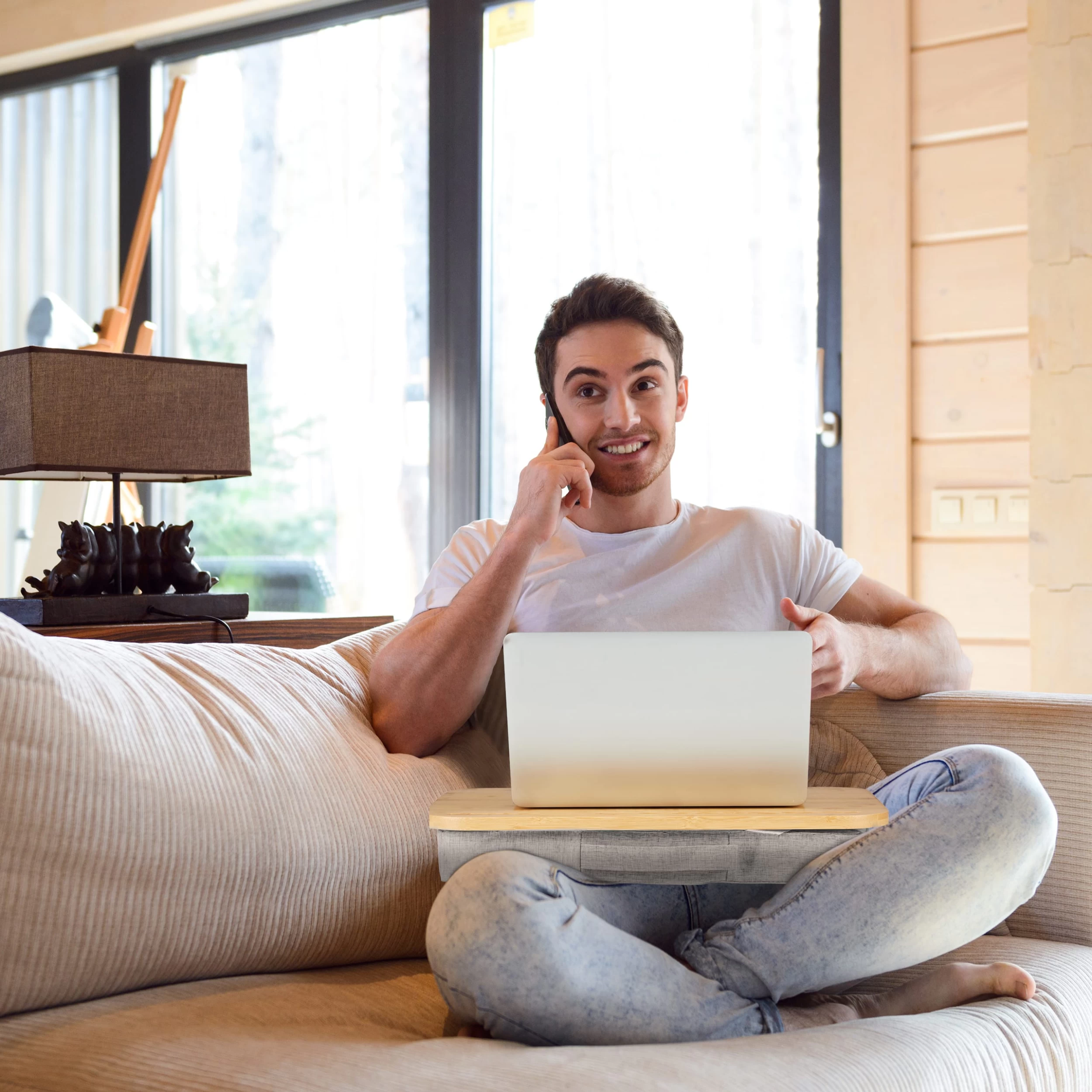 Laptopkissen In Natur/ Grau – Bild 2