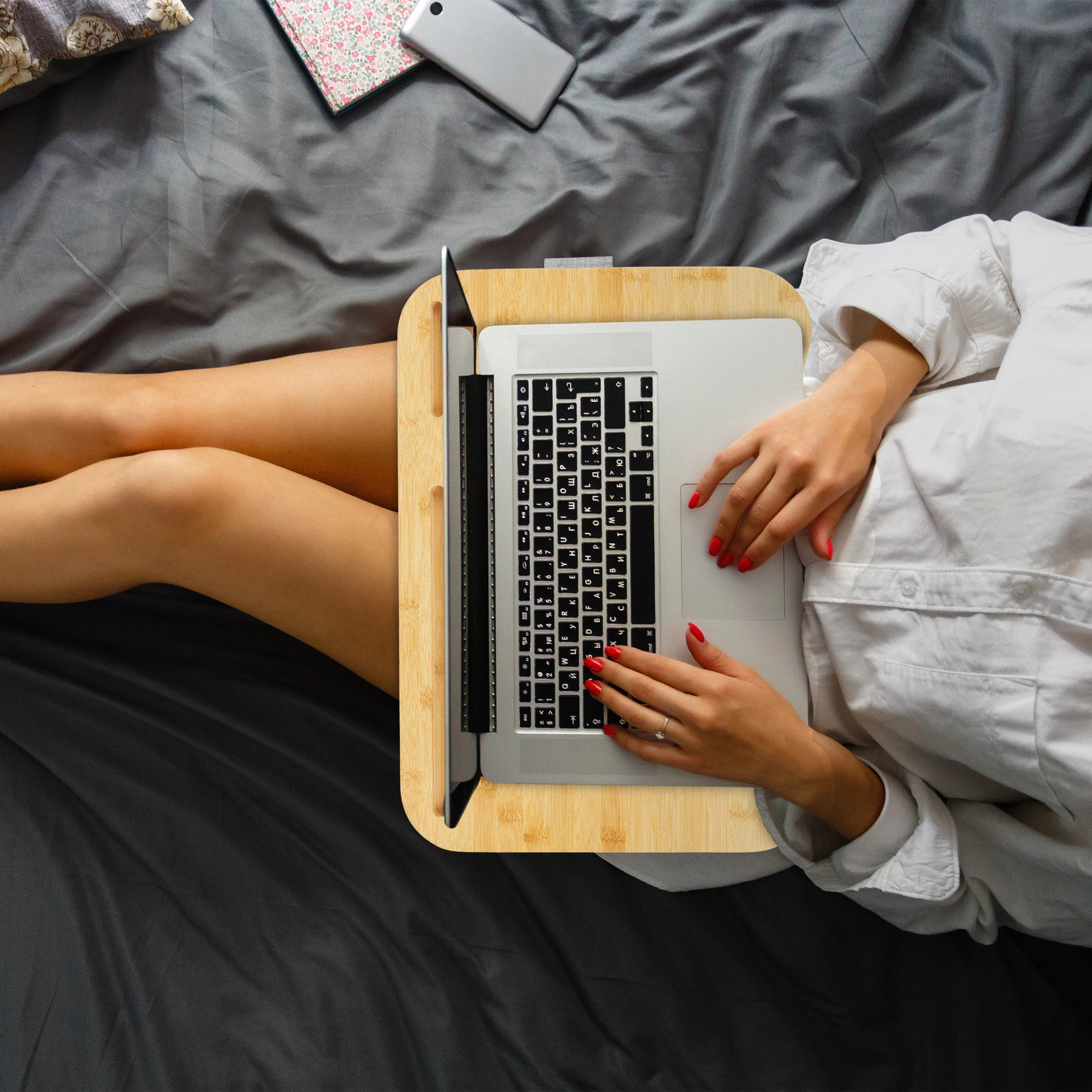 Laptopkissen In Natur/ Grau – Bild 3