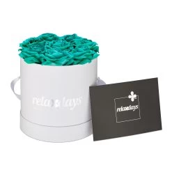 Rosenbox 8 Türkise Rosen In Weiß