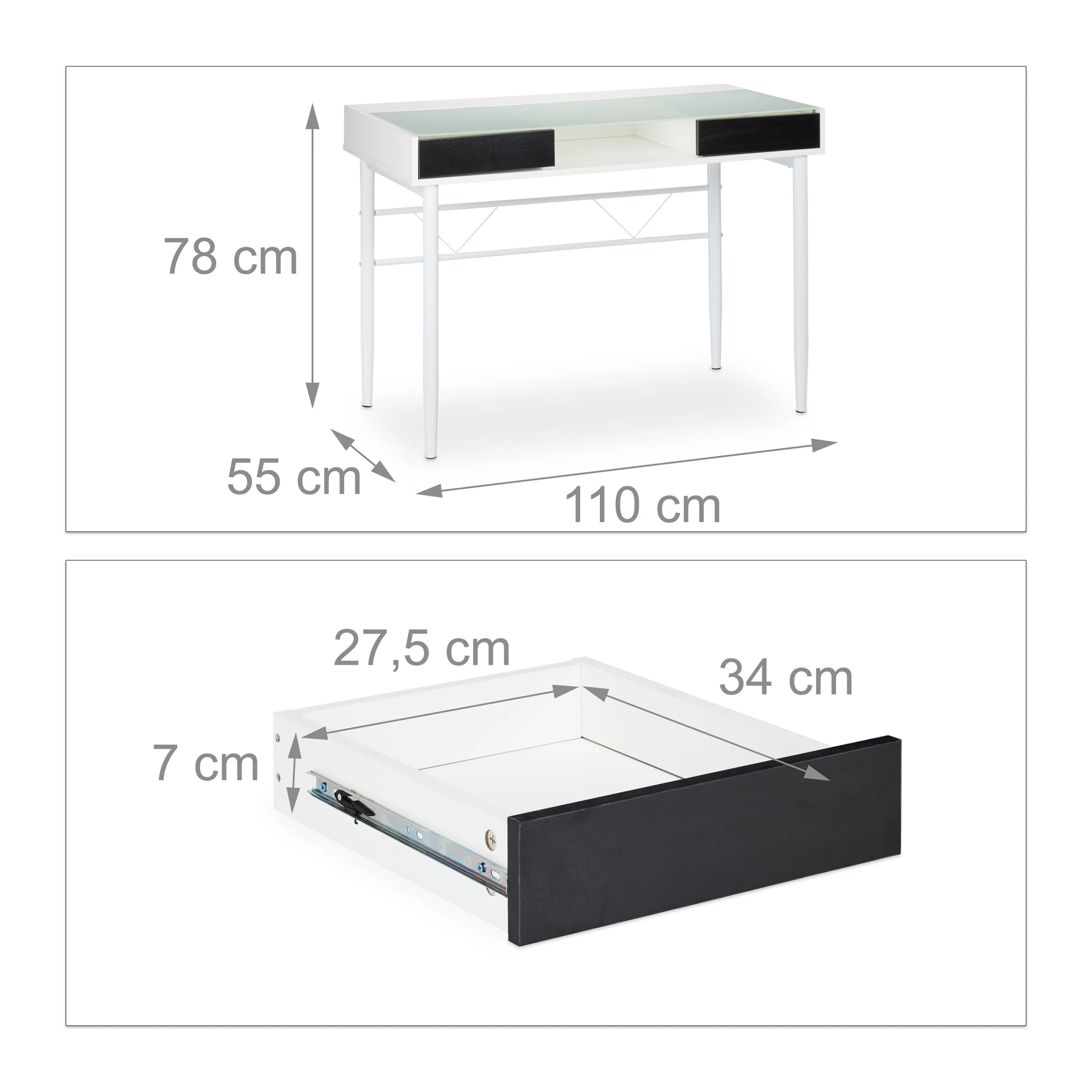 Schreibtisch In Weiß - (B)110 X (H)78 X (T)55 Cm – Bild 4